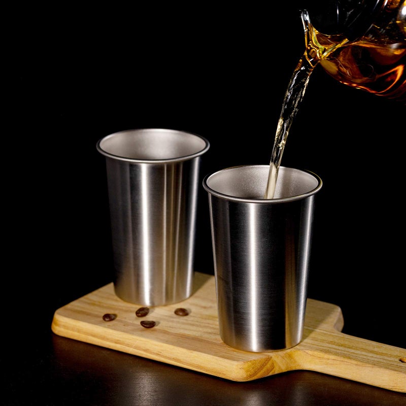 MEWAY Premium Stainless Steel Cups 16 oz Pint Cup Tumbler (8 Pack) - Premium Metal Cups - Stackable Durable Cupï¼ŒChilling Beer Glasses, for Travel, Outdoor, Camping, Everyday - Image 5
